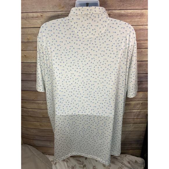 Peter Millar Polo Shirt Size 2XL White Blue Patterned Summer Comfort Golf Style - Picture 2 of 11